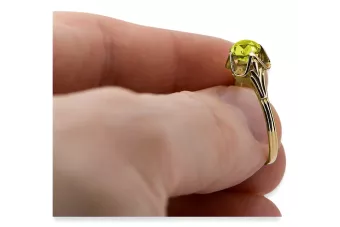 Кольцо Винтаж стиль Желтый перидот 14-кв Желтое золото vrc023y